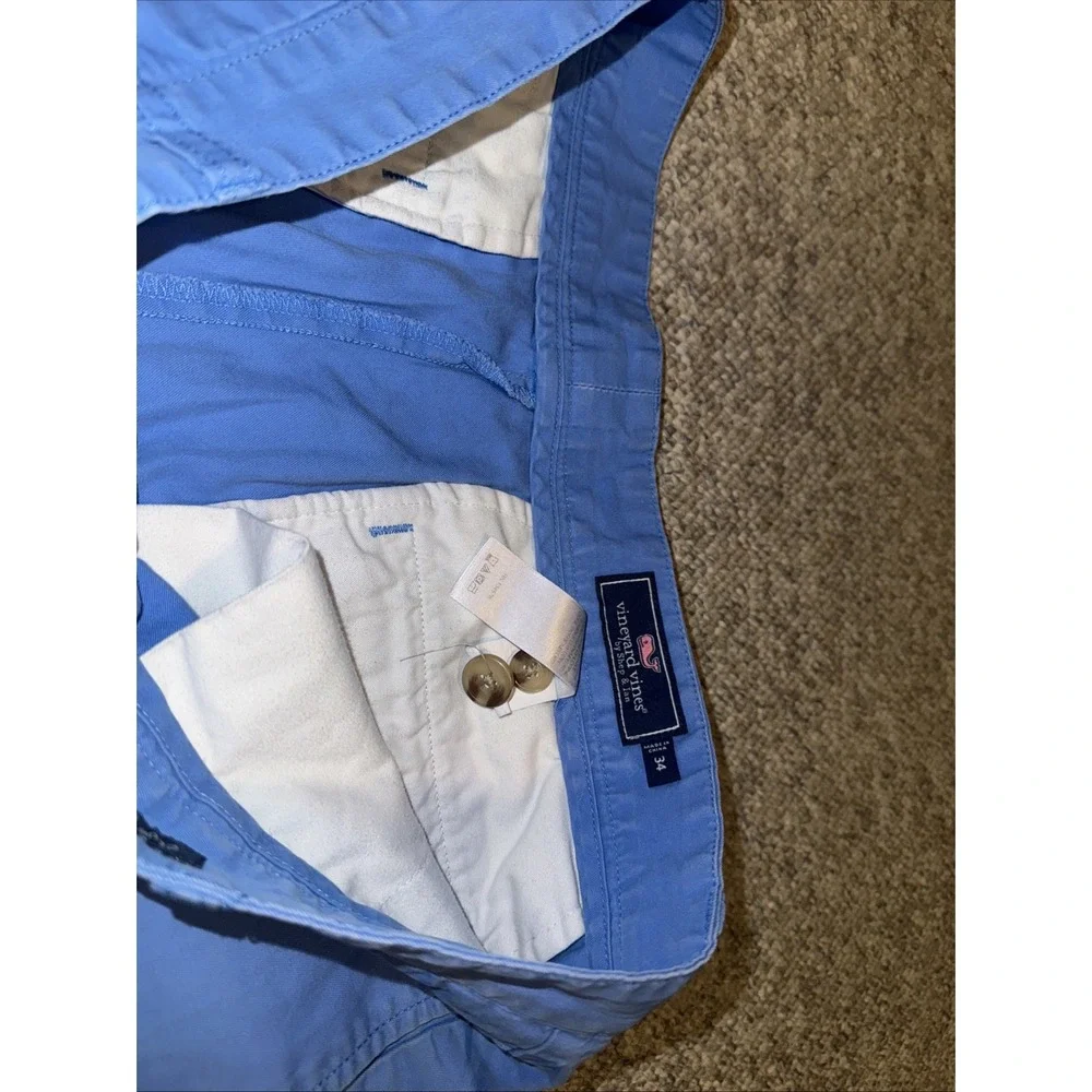 Vineyard Vines Club Shorts Men Size 34 Cotton Flat Front Preppy Golf Blue